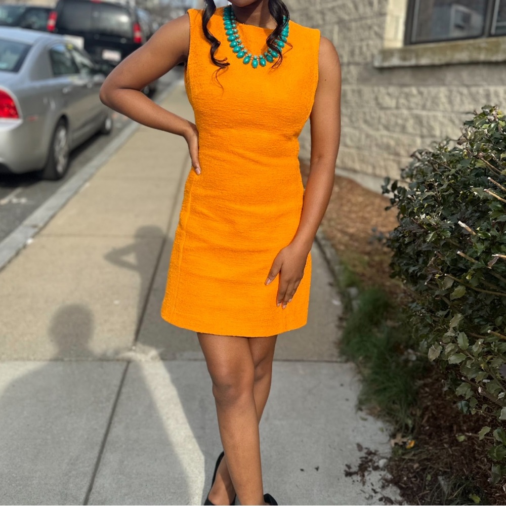 Elegant Orange Sleeveless Dress